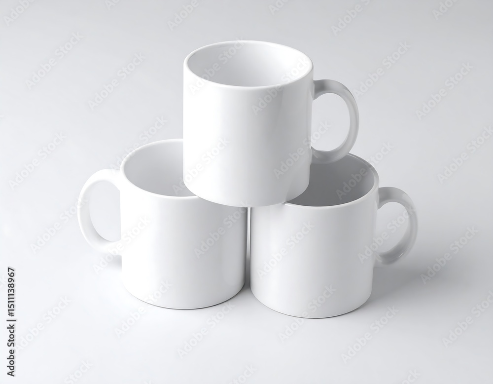 Fototapeta premium Three white mugs stacked (2)