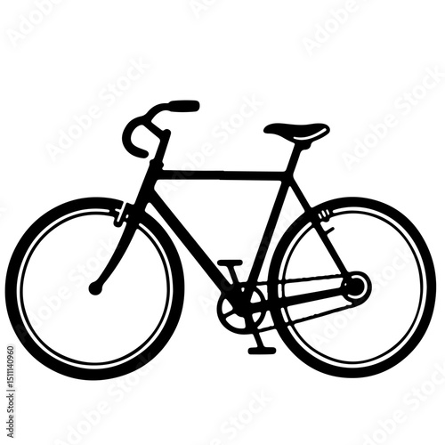 A black silhouette illustration of a bicycle.