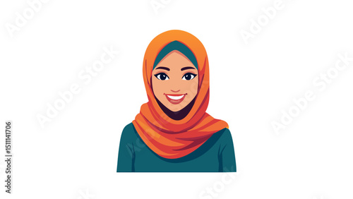 Trendsetting Hijabi Woman Portrait Vector
