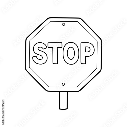 Stop Sign drawing illustration for kids coloring book