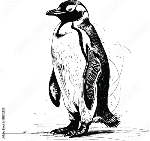Penguin illustration on white background