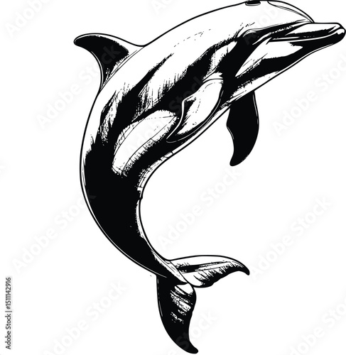 Dolphin illustration on white background