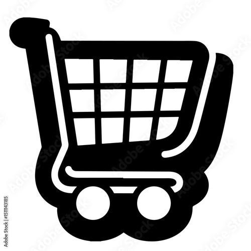 A black silhouette illustration of a shopping cart.