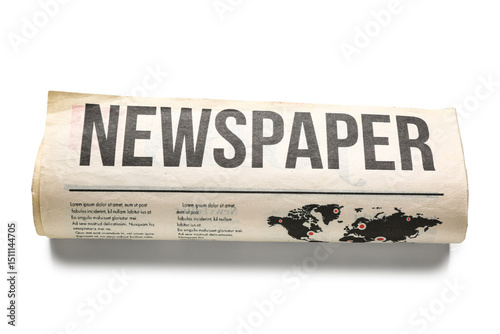 Rolled newspaper isolated o...