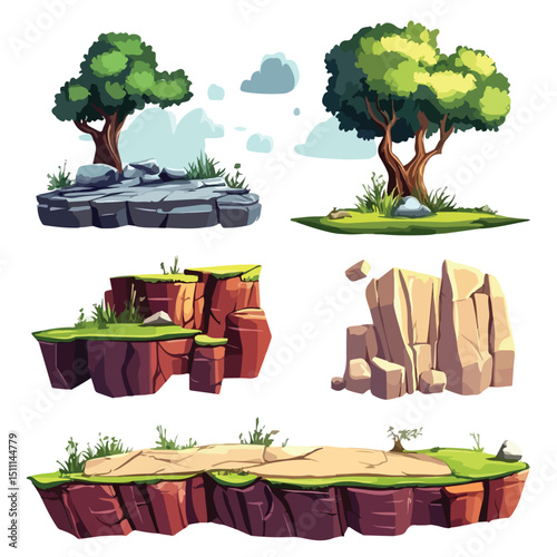 Detailed Videogame Scenery Cartoon Vector Illustration for Creative Projects