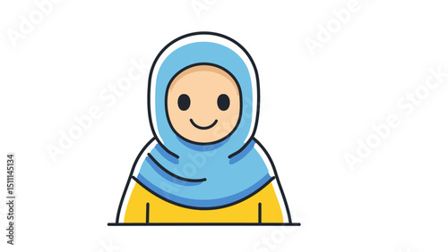 Little Islamic Girl with Headscarf Design

