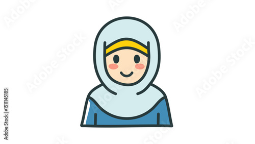 Cute Islamic Girl with Headcover Vector
