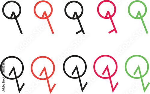 Pointer Arrow and Location Marker Vector Icons with Hand Drawn Outline Style for Maps and UI