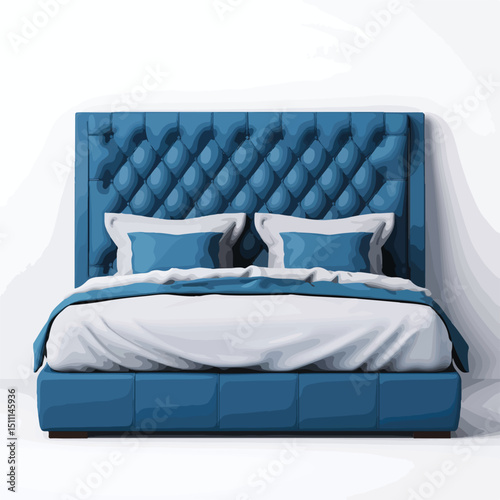 Luxurious Comfort: Stylish Bedding Set on Contemporary Blue Headboard