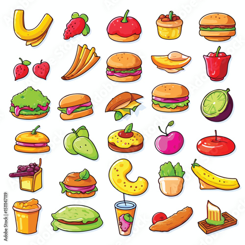 Professional Food Icons Set Vector Illustration for Creative Designs