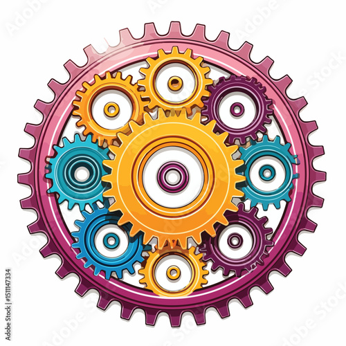 Mechanical gear wheel design vector illustration for industrial engineering projects