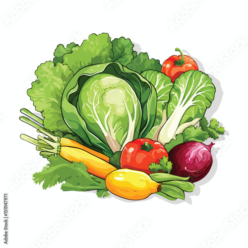 Colorful Healthy Vegetables Design Vector Illustration for Nutrition Blogs and Healthy Eating Concepts