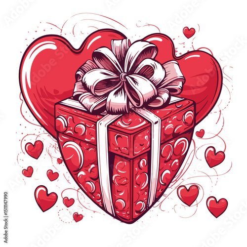 Professional Heart Shaped Giftbox Scribble Vector Image for Designs