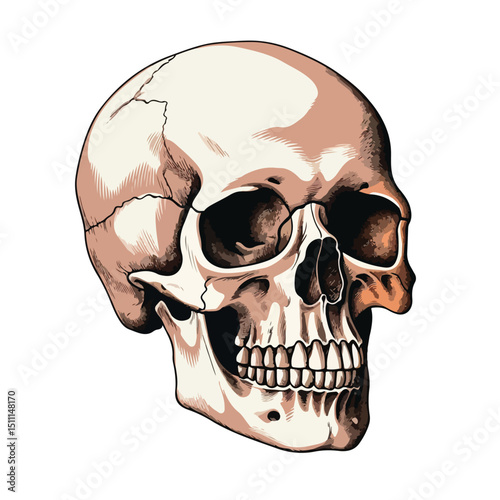 Male Human Skull Vector Illustration for Medical Biology Science Education