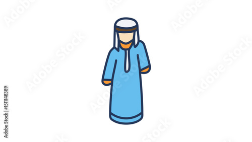 Muslim Man in Traditional Islamic Robe Illustration
