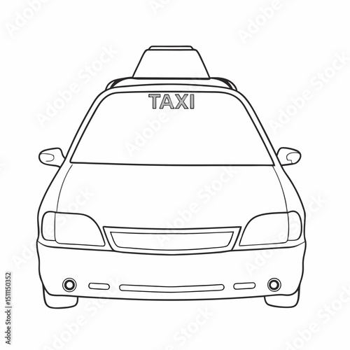 Front View of a Black Silhouette Taxi Cab Indicating Urban Transportation at Night
