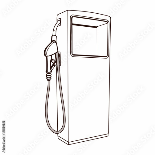 Silhouette of a Gas Station Fuel Dispenser Against a Clear Background