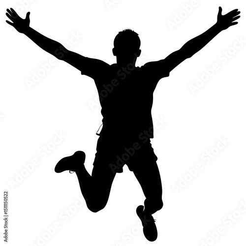 Marathon Runner Celebrates Victory With Arms Raised in Excitement During a Race Finish