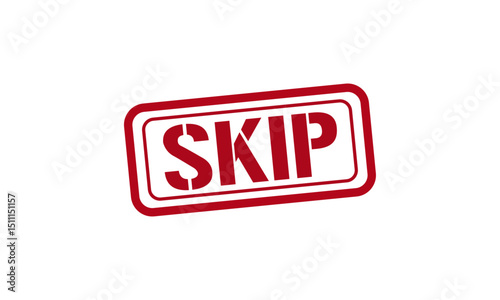 SKIP red stamp text vector, rubber stamp