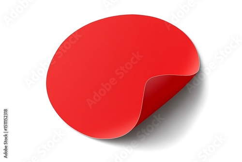 Circular red sticker with a curled edge casting a shadow on the white background Free Download Circular red sticker with a curled edge casting a shadow on the white background - GFXLoad