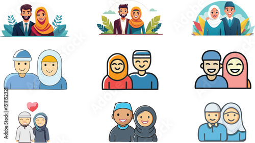 Smiling Muslim couple vector