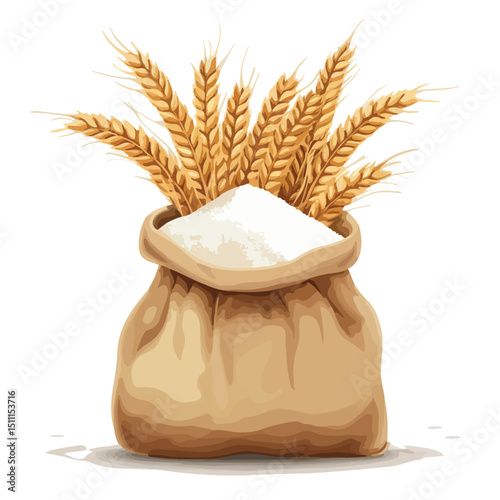 High-Quality Wheat Flour Sack Vector Illustration for Professional Use