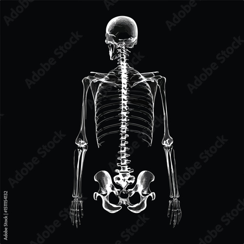 Detailed X-ray Bones Vector Illustration for Medical and Educational Purposes