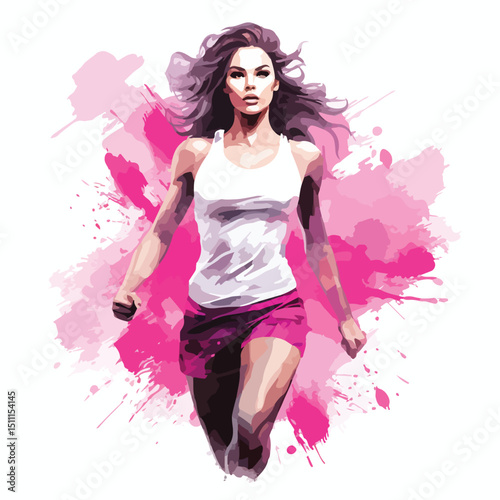 Professional Vector Illustration of a Young Fitness Woman in Action