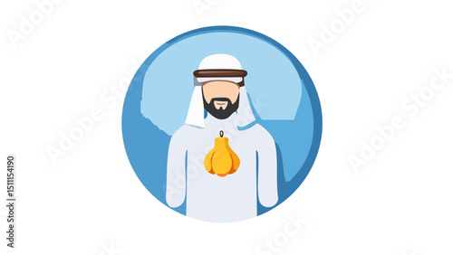 Arab Male in Headgear Illustration
