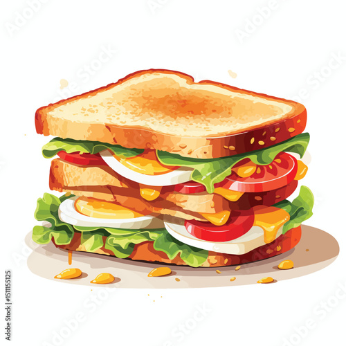 Premium Quality Vector Illustration of a Tasty Breakfast Sandwich Designed for Various Uses