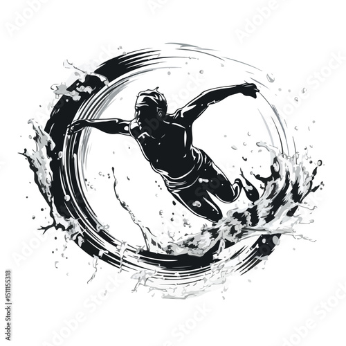 Professional Diving With Ball Water Sport Vector Illustration for Sports Websites and Promotional Material
