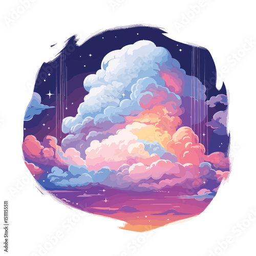 Professional vector illustration of heavenly space climate with clouds - ideal for graphic design projects