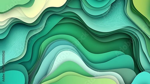 Abstract layered design, vibrant color waves