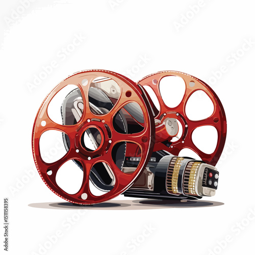 Professional Movie Roll Reel Vector Illustration for Cinematography and Film Production Concepts