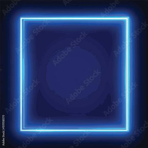Professional Night Neon Blue Advertising Design with Stylish Lines in Corners