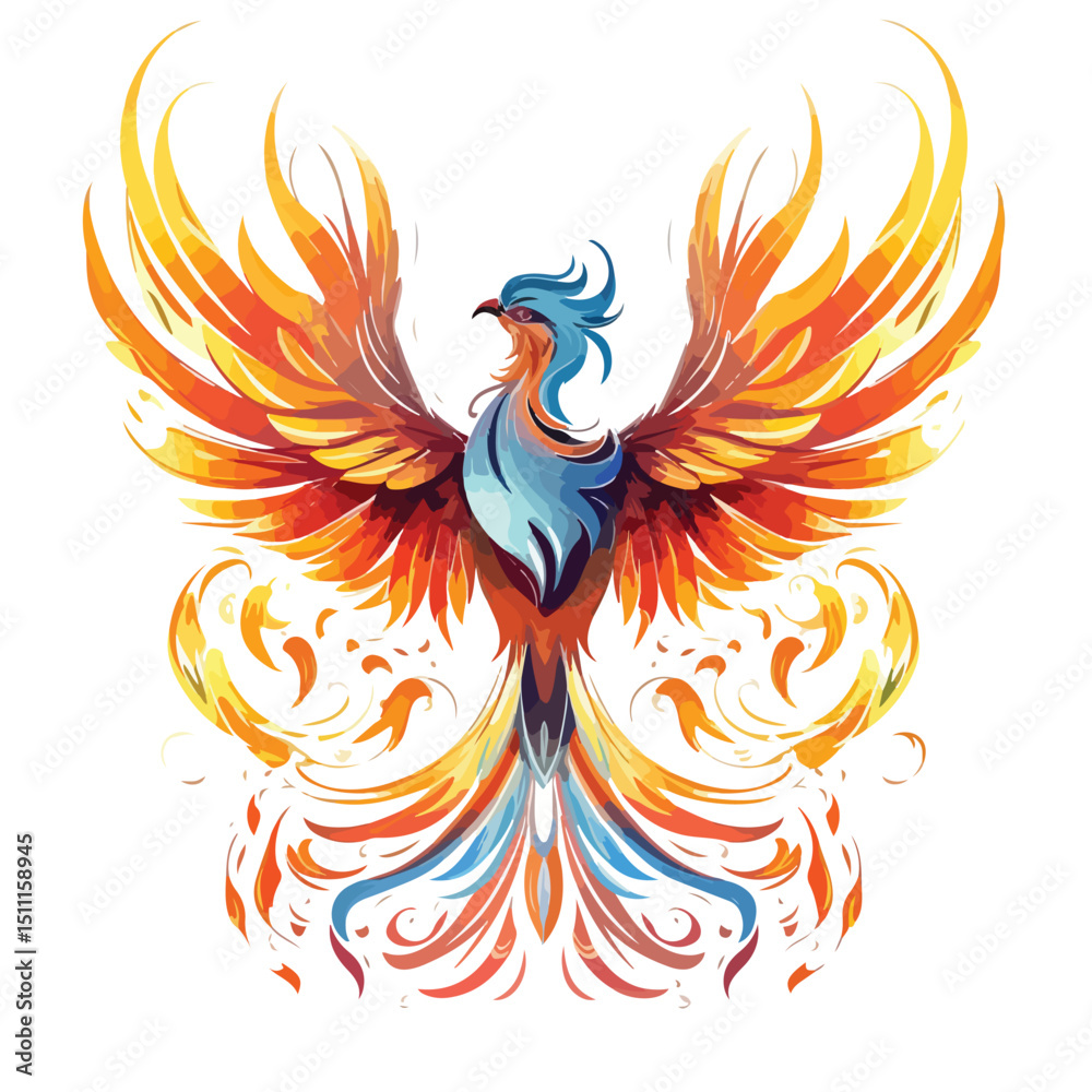 Fototapeta premium Majestic Phoenix Fantasy Creature Icon Vector for Graphic Design Projects