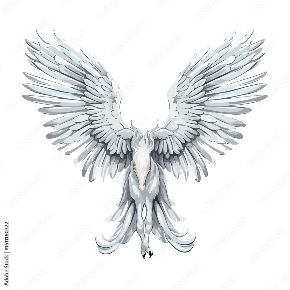 Obraz premium Spread Out Pegasus Bird or Angel Wing Stock Vector for Creative Design Projects