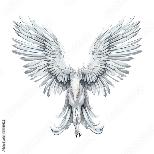 Spread Out Pegasus Bird or Angel Wing Stock Vector for Creative Design Projects