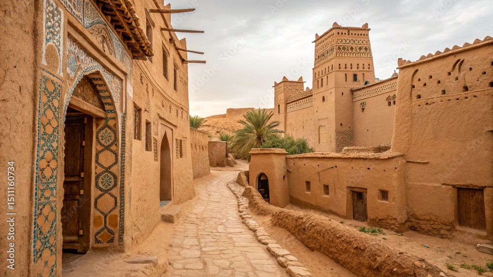 Fototapeta premium Ait Benhaddou Kasbah Street View Morocco North Africa