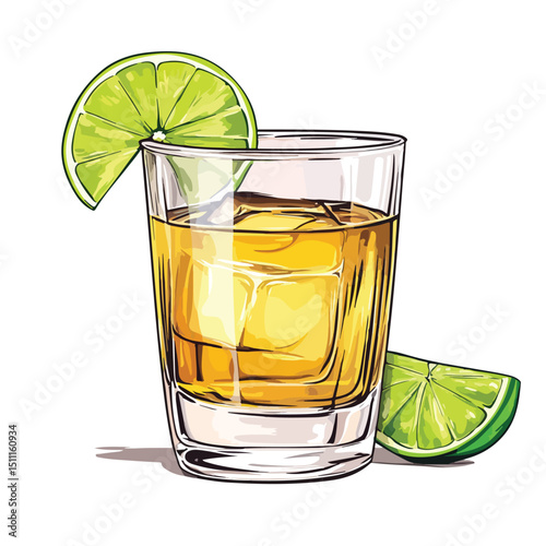 Premium Tequila Vector Illustration for Beverage Industry Branding and Graphic Design Projects