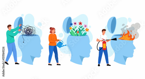 Managing Mental Health Turning Stress into Growth Concept Illustration