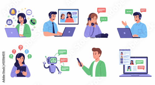 Customer Service Team Engaged in Online Support and Communication