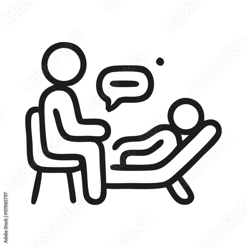 Therapy Session: Outline Illustration of Patient and Therapist