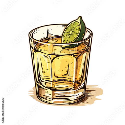 Authentic Mexican Tequila Beverage Vector Illustration for Graphic Design Projects