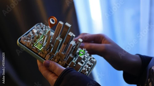 Smart City Navigation on 3D Mobile Map, Order Tracking Interface