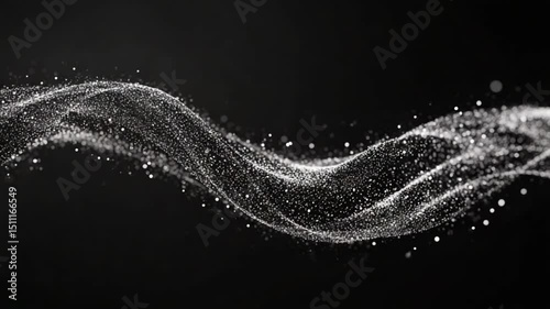 Elegant silver glitter particles flowing on a black background video loop animation