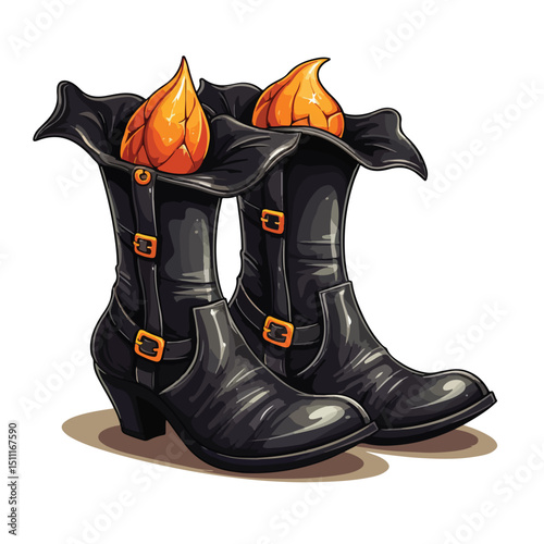 High-Quality Vector Illustration of Witch Boots Isolated for Halloween Designs