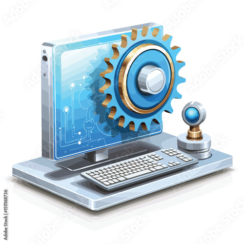 Professional Computer Assistance Icon Vector Illustration for Technology Blogs and Websites