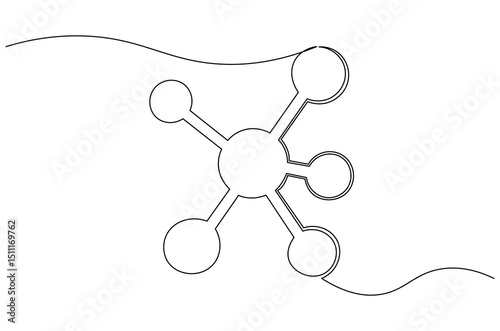 Continuous one line drawing of The connection of business team. Single line drawing illustration of Showing the nodes and links. Template for web design concept vector art. Doodle line illustration.