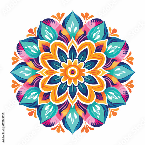 Colorful Intricate Mandala Icon Vector for Modern Flat Design Projects
